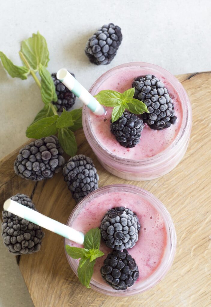 Smoothie strawberry with blueberries